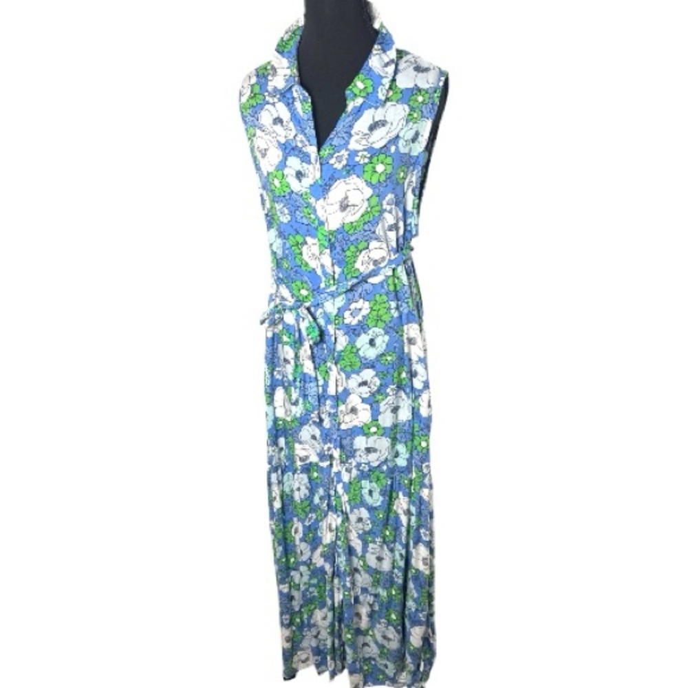 Croft & Barrow Blue and Green Floral Maxi Dress